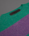 The Elder Statesman @ Frans Boone Cashmere striped Racing Crew Unisex Sweater Turquoise Amethyst