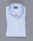 Finamore Milano Sergio collar blue vichy shirt
