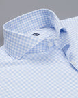 Finamore Milano Sergio collar blue vichy shirt