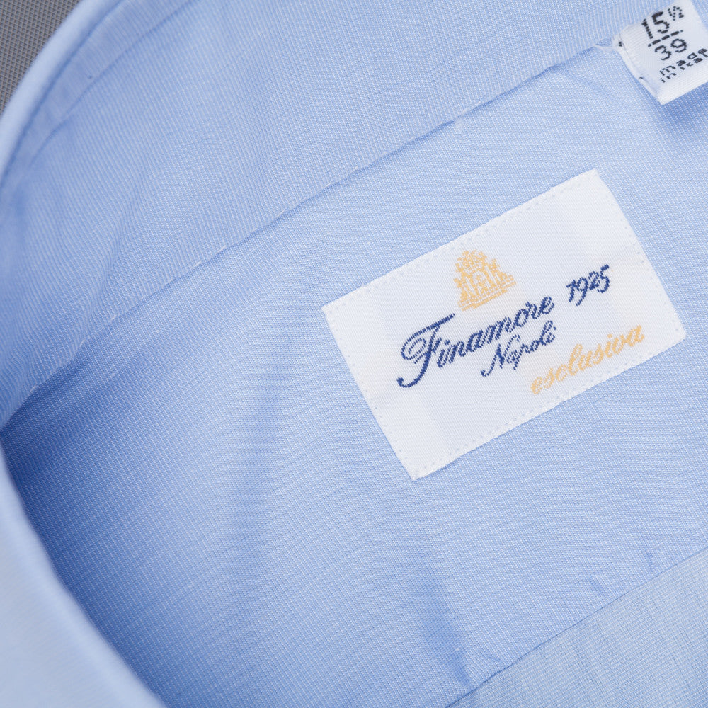 Finamore Milano Esclusiva shirt light blue fil a fil eduardo collar