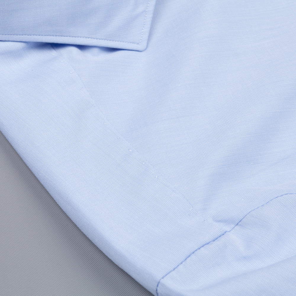 Finamore Milano Esclusiva shirt light blue fil a fil eduardo collar