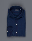 Finamore Gaeta Shirt Sergio Collar linen indigo dyed