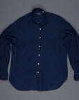 Finamore Gaeta Shirt Sergio Collar linen indigo dyed