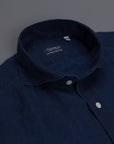 Finamore Gaeta Shirt Sergio Collar linen indigo dyed