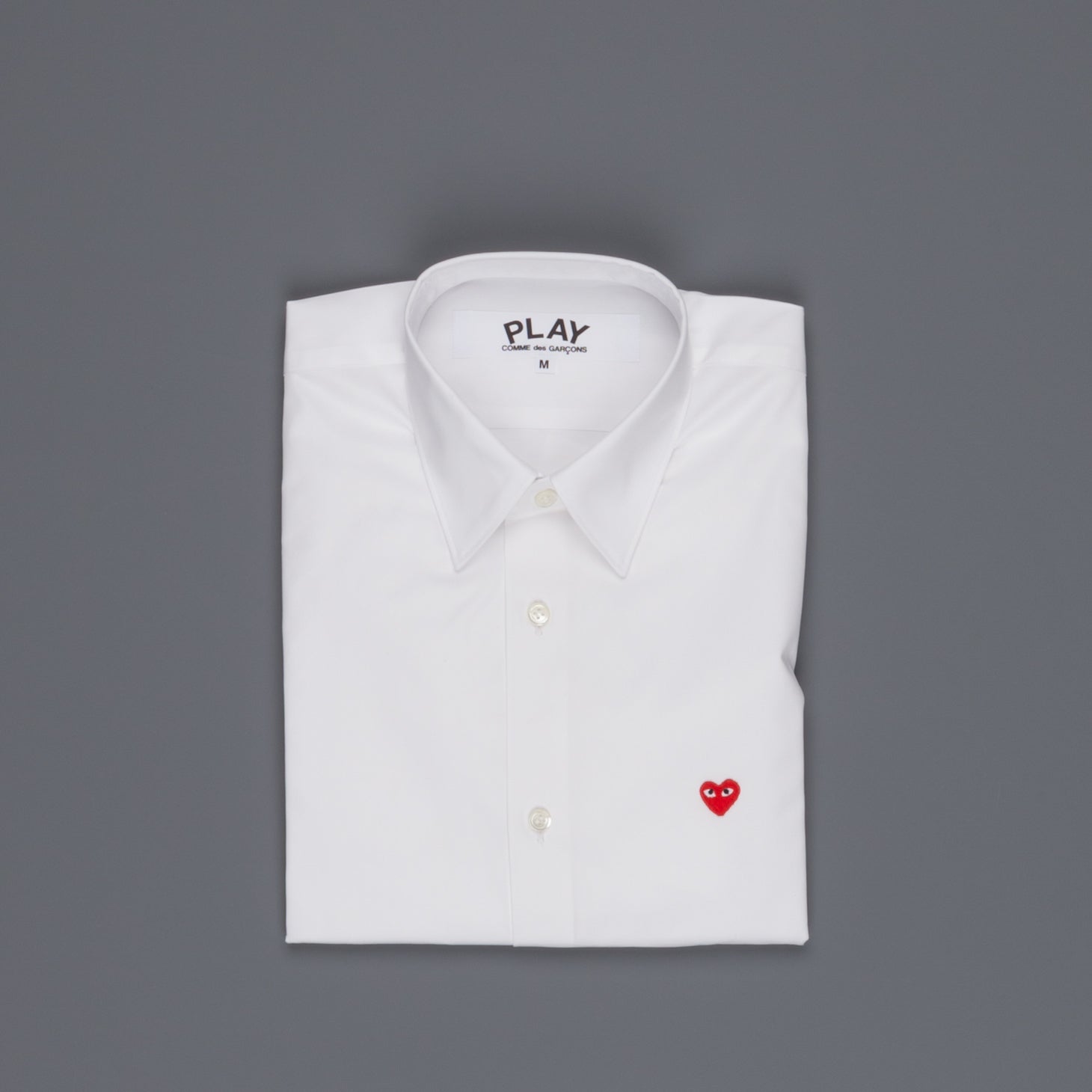 comme de garcons dress shirt Comme Des Garçons Play - Womens Shirt Red Heart - White