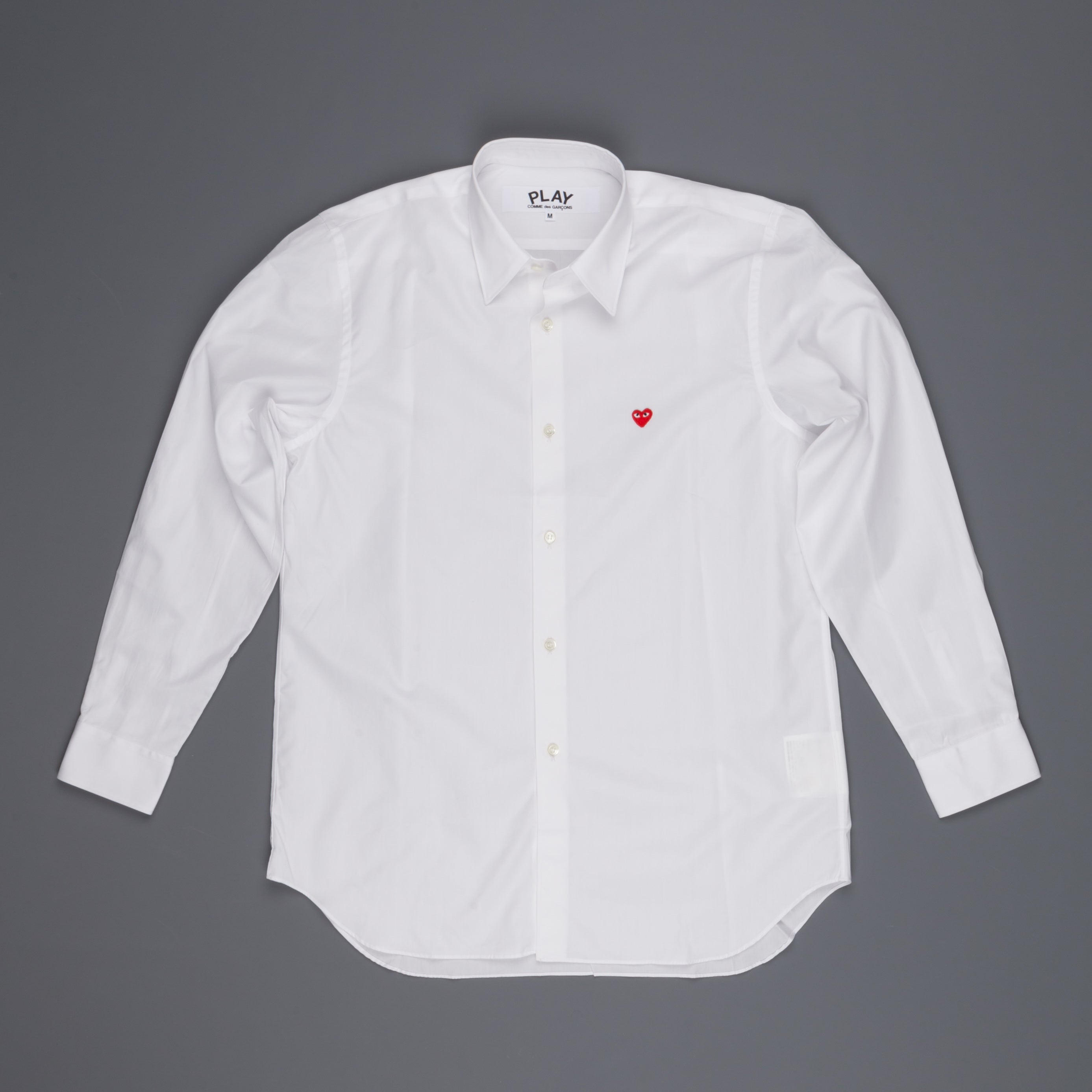 cdg dress shirt Comme Des Garçons Play - Womens Shirt Red Heart - White