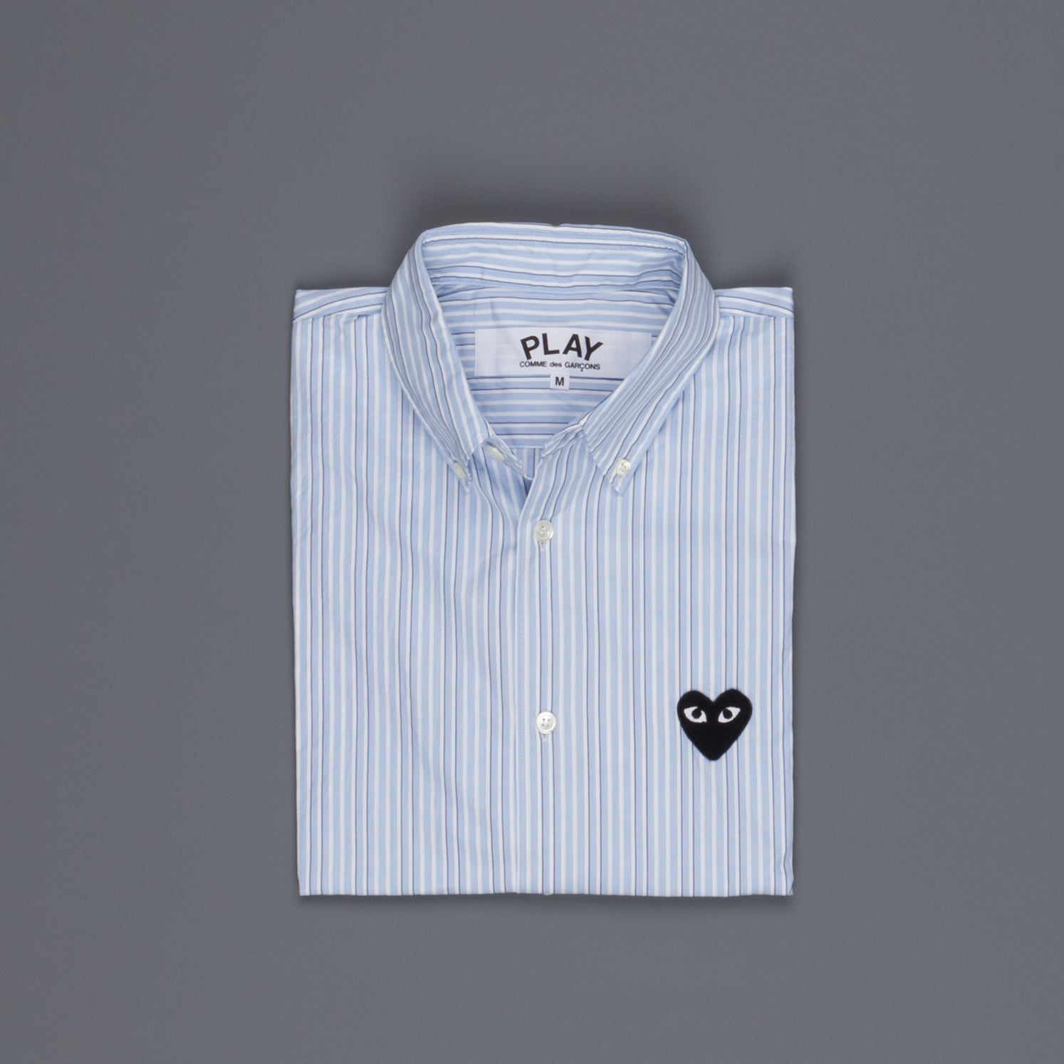 rive ned sammenbrud lade som om Comme des Garçons PLAY blue striped shirt black heart – Frans Boone Store