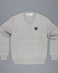 Comme des Garçons PLAY V-Neck pullover Light Grey Black heart
