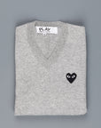 Comme des Garçons PLAY V-Neck pullover Light Grey Black heart