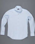 Finamore Tokyo shirt Sergio collar seersucker blue white stripe