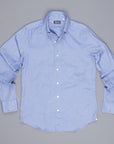 Finamore Tokyo Shirt Washed Oxford Lucio Collar in Dark Blue