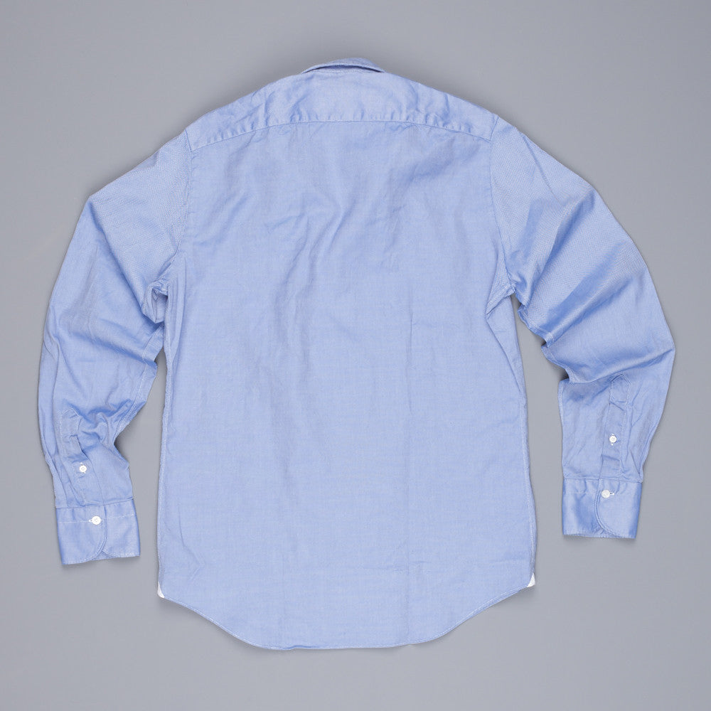 Finamore Tokyo Shirt Washed Oxford Lucio Collar in Dark Blue