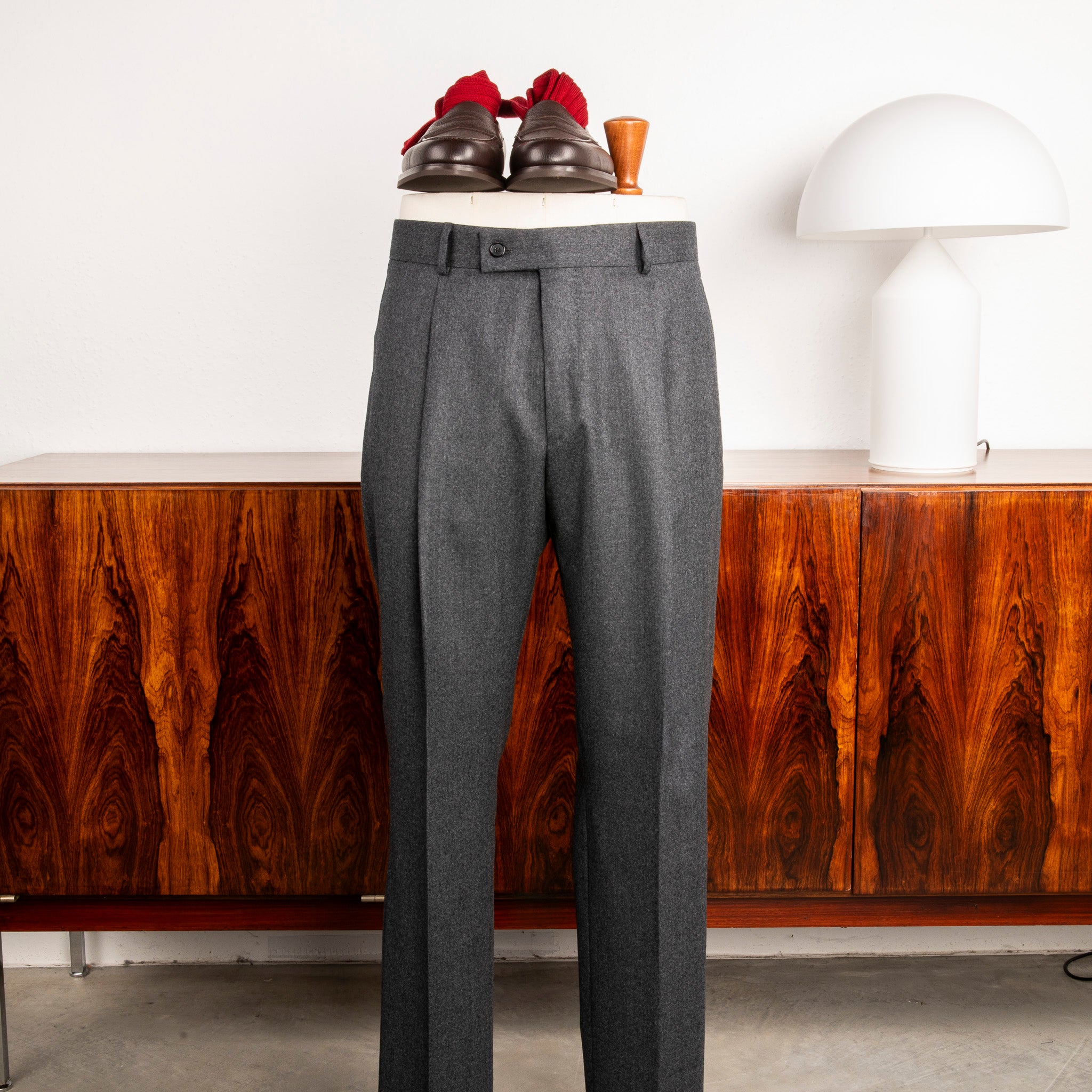 Caruso Pantaloni Super 120&#39;s Flannel Grigio Scuro