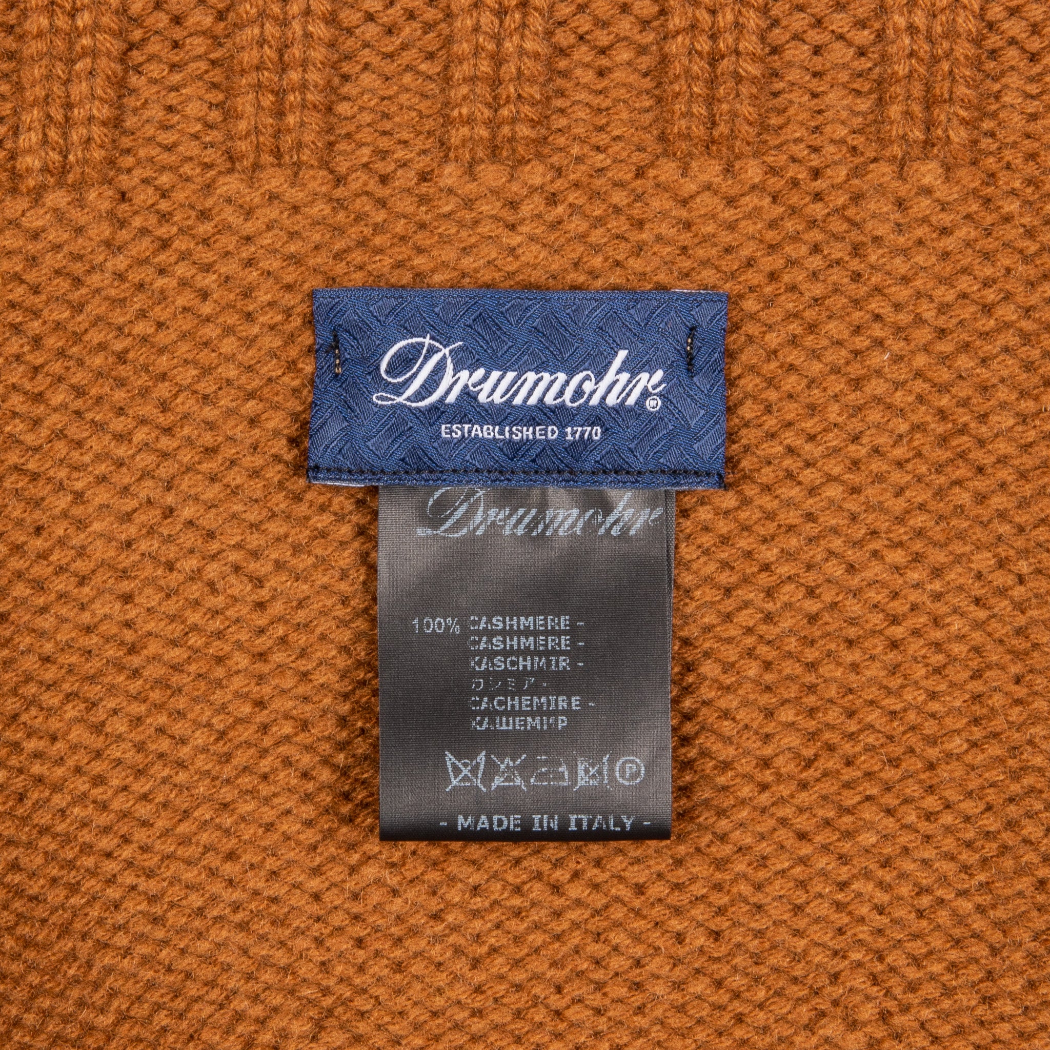 Drumohr Cashmere Ribbed Hat Caramello Scuro