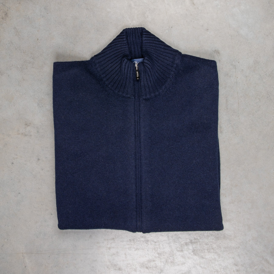 Drumohr Cashmere Lupo Full Zip Blu Notte