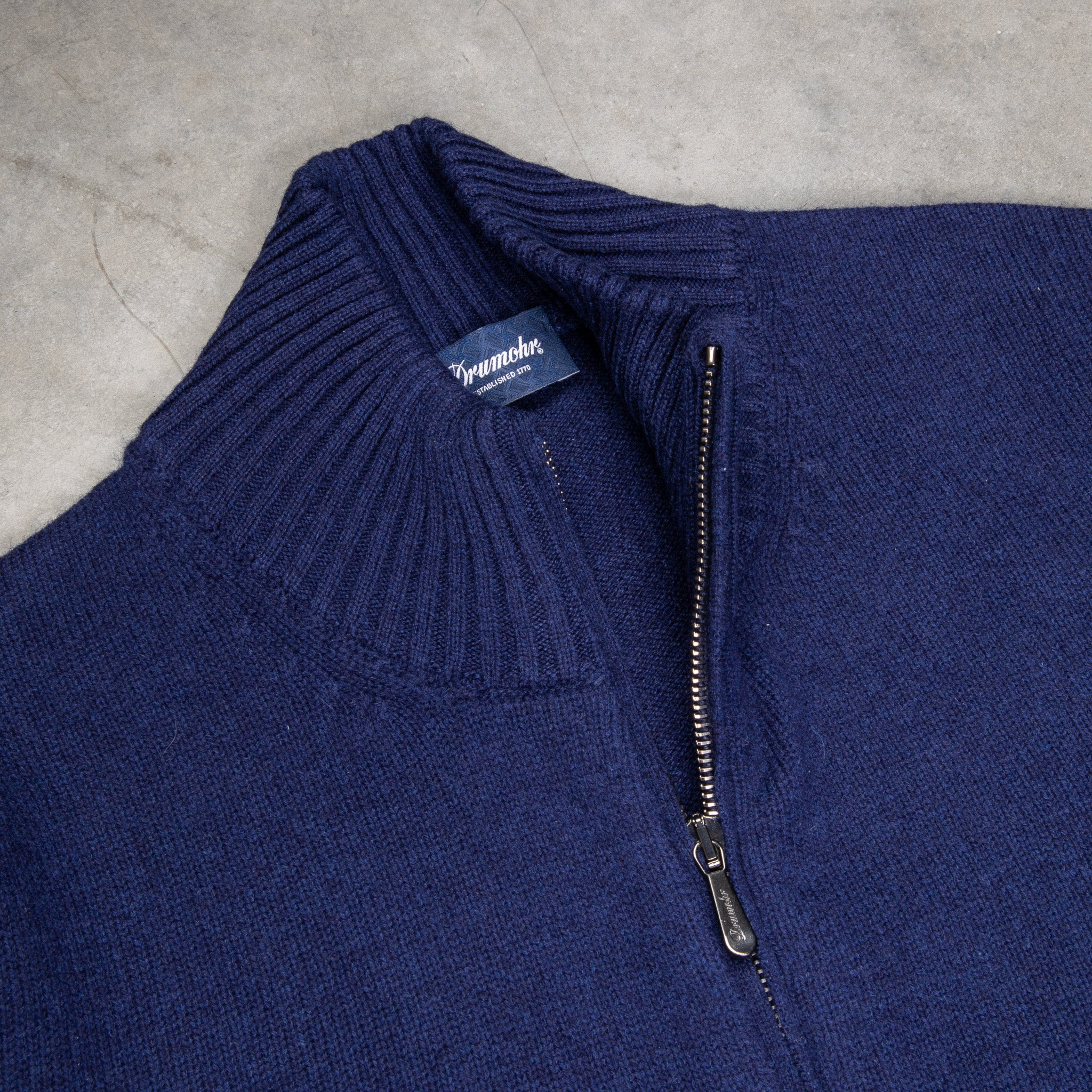 Drumohr Cashmere Lupo Full Zip Navy Americana