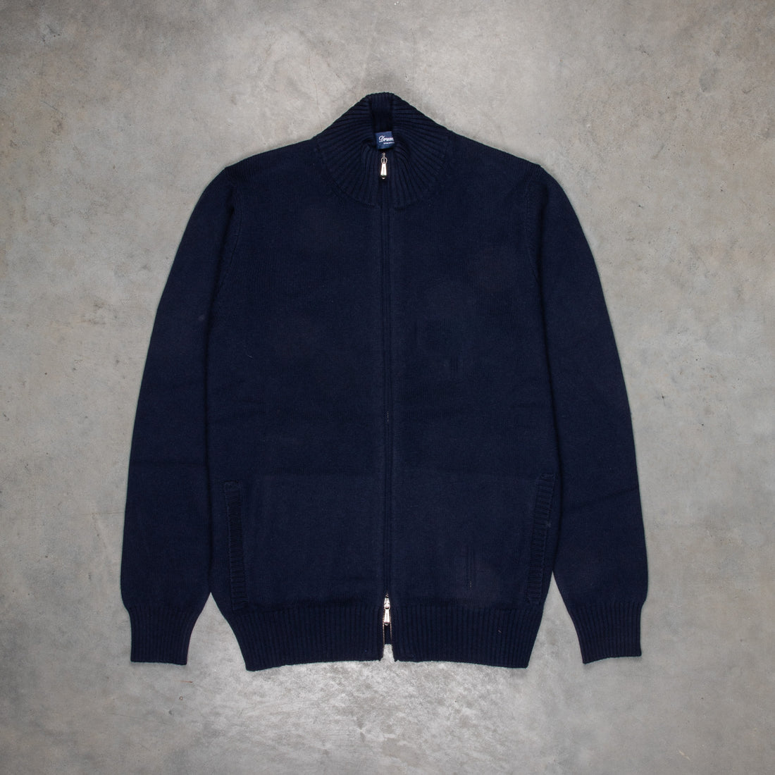 Drumohr Cashmere Lupo Full Zip Blu Notte
