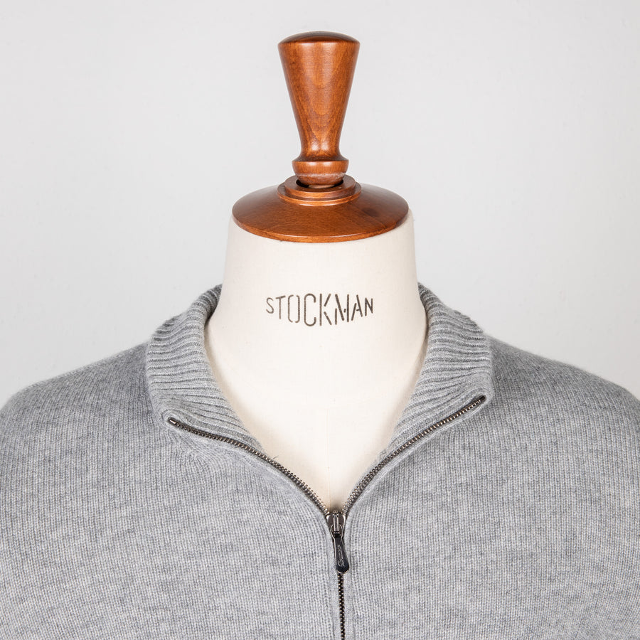 Drumohr Cashmere Lupo Full Zip Grigio Medio