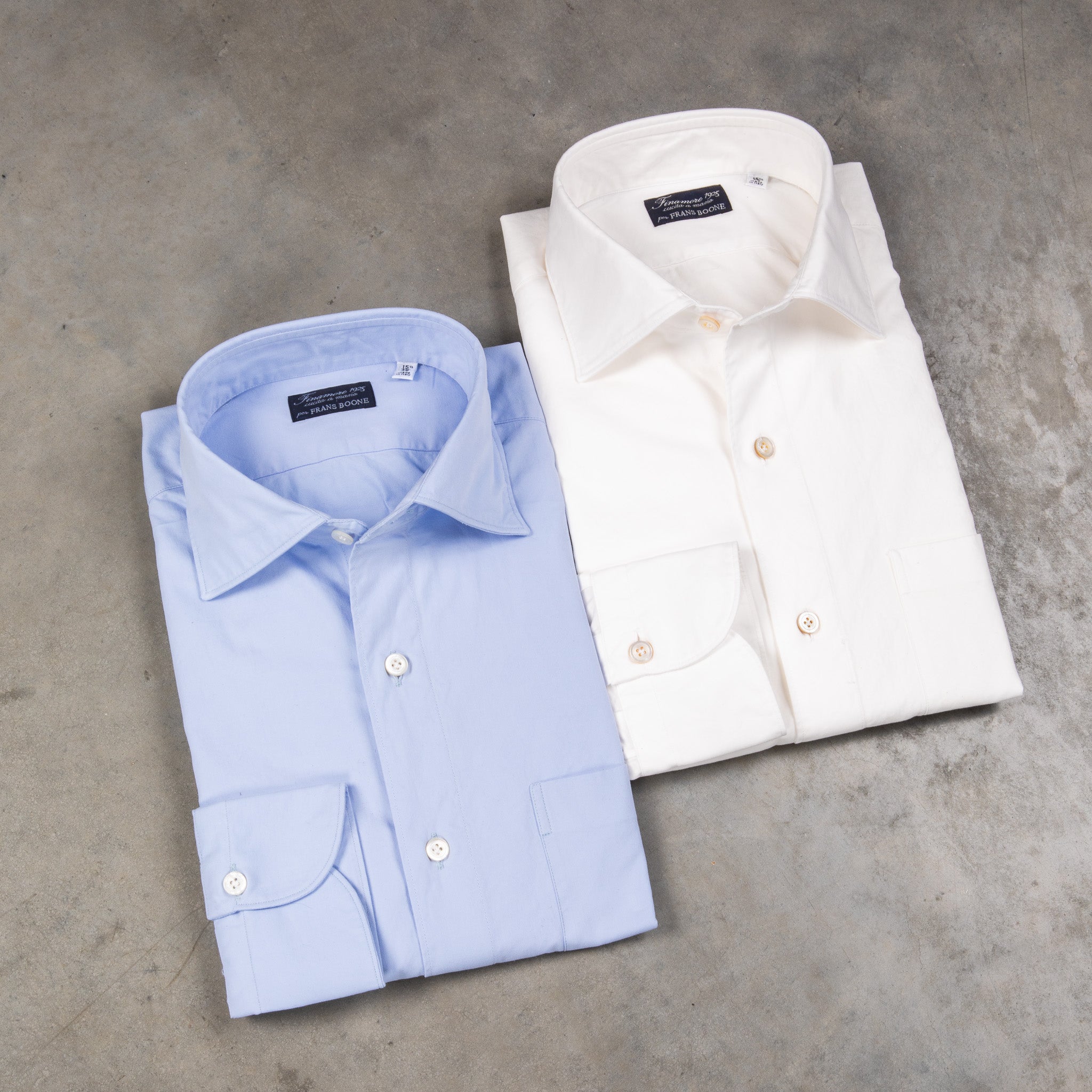 Finamore Gaeta Fit Collo Luigi Double Twist Gabardine Ivory