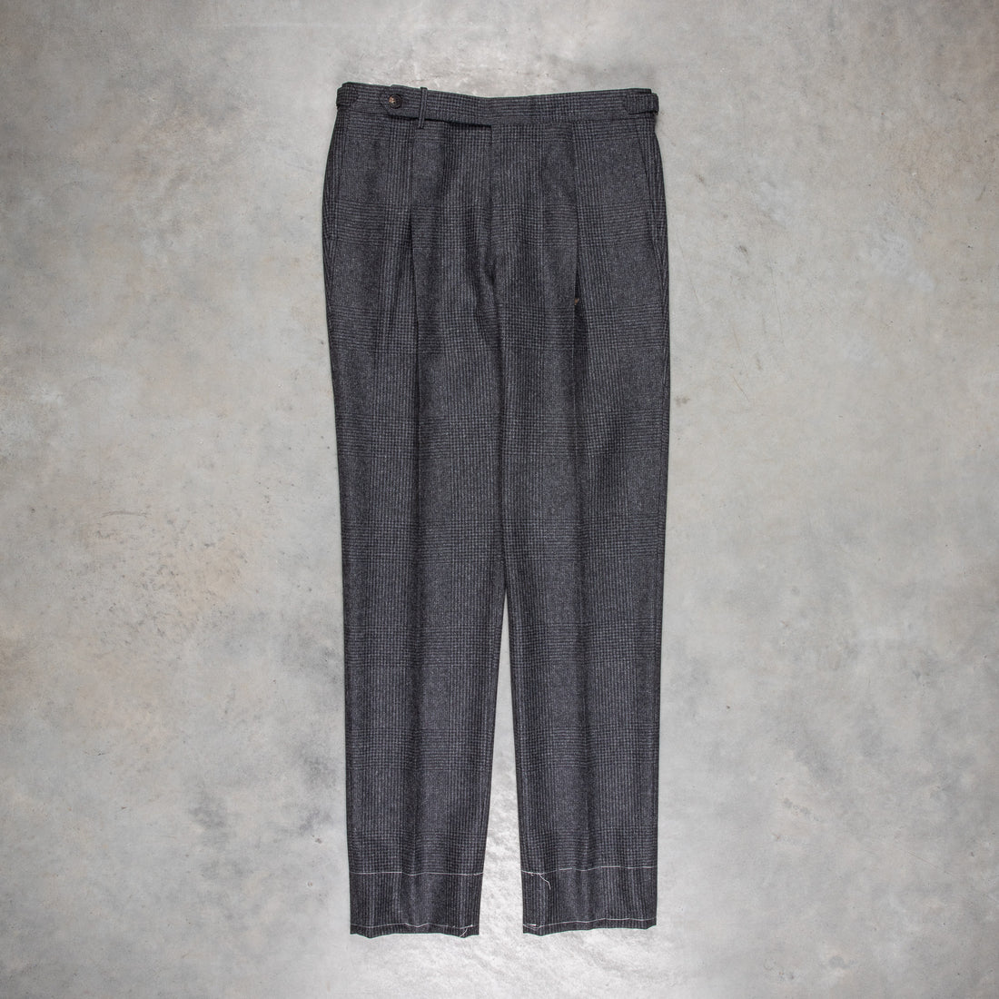 Rota Pantaloni High Rise Regular Fit Flannel Prince Of Wales Grigio Scuro