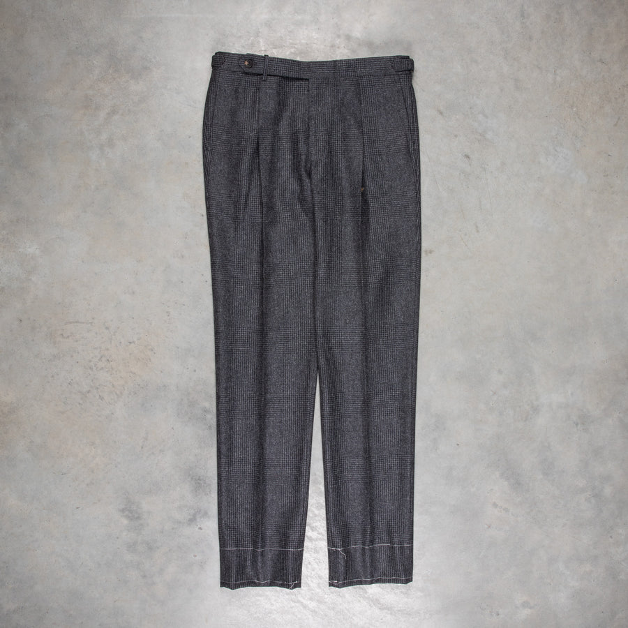 Rota Pantaloni High Rise Regular Fit Flannel Prince Of Wales Grigio Scuro