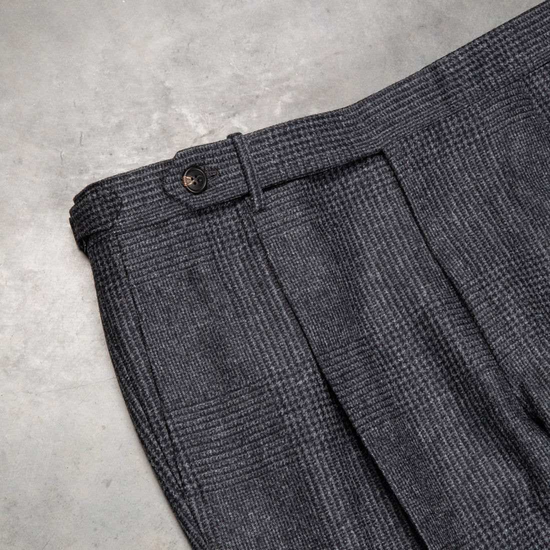 Rota Pantaloni High Rise Regular Fit Flannel Prince Of Wales Grigio Scuro