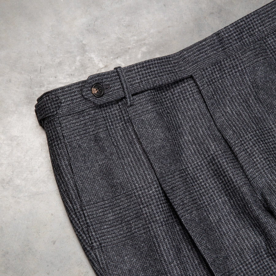 Rota Pantaloni High Rise Regular Fit Flannel Prince Of Wales Grigio Scuro