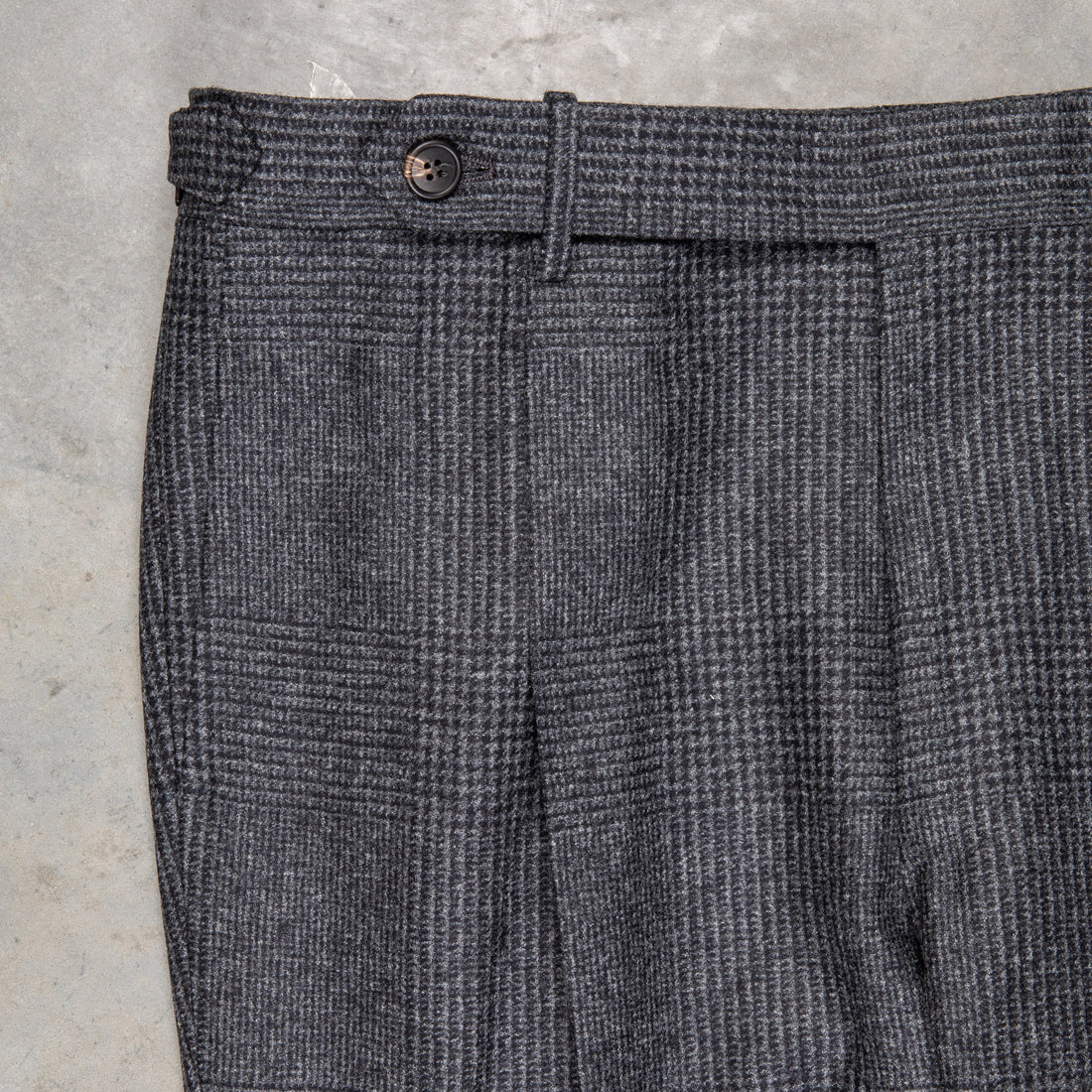 Rota Pantaloni High Rise Regular Fit Flannel Prince Of Wales Grigio Scuro