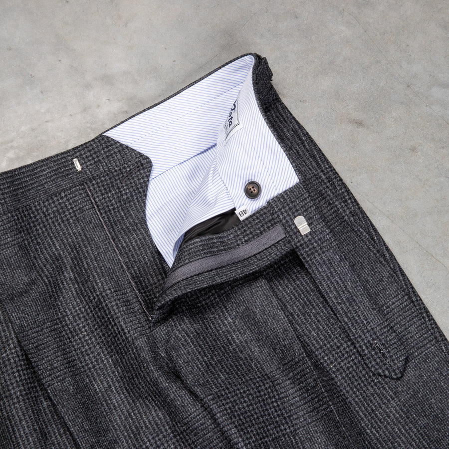 Rota Pantaloni High Rise Regular Fit Flannel Prince Of Wales Grigio Scuro