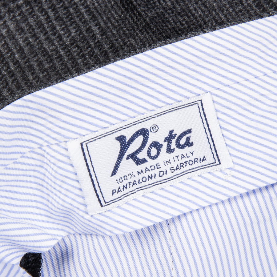 Rota Pantaloni High Rise Regular Fit Flannel Prince Of Wales Grigio Scuro