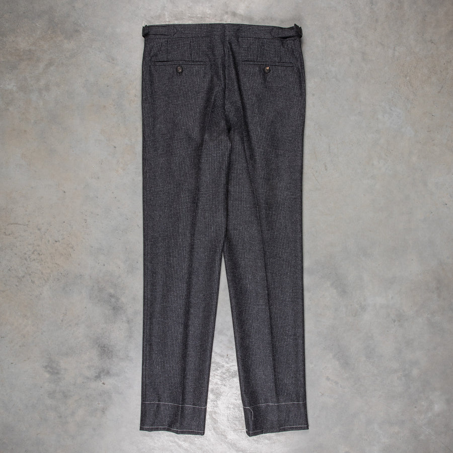 Rota Pantaloni High Rise Regular Fit Flannel Prince Of Wales Grigio Scuro
