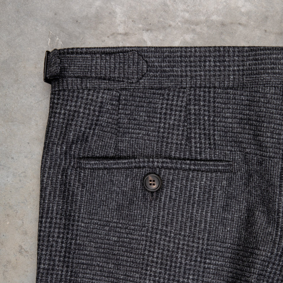Rota Pantaloni High Rise Regular Fit Flannel Prince Of Wales Grigio Scuro