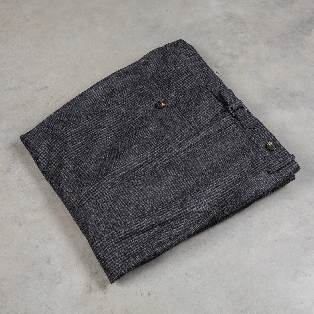 Rota Pantaloni High Rise Regular Fit Flannel Prince Of Wales Grigio Scuro