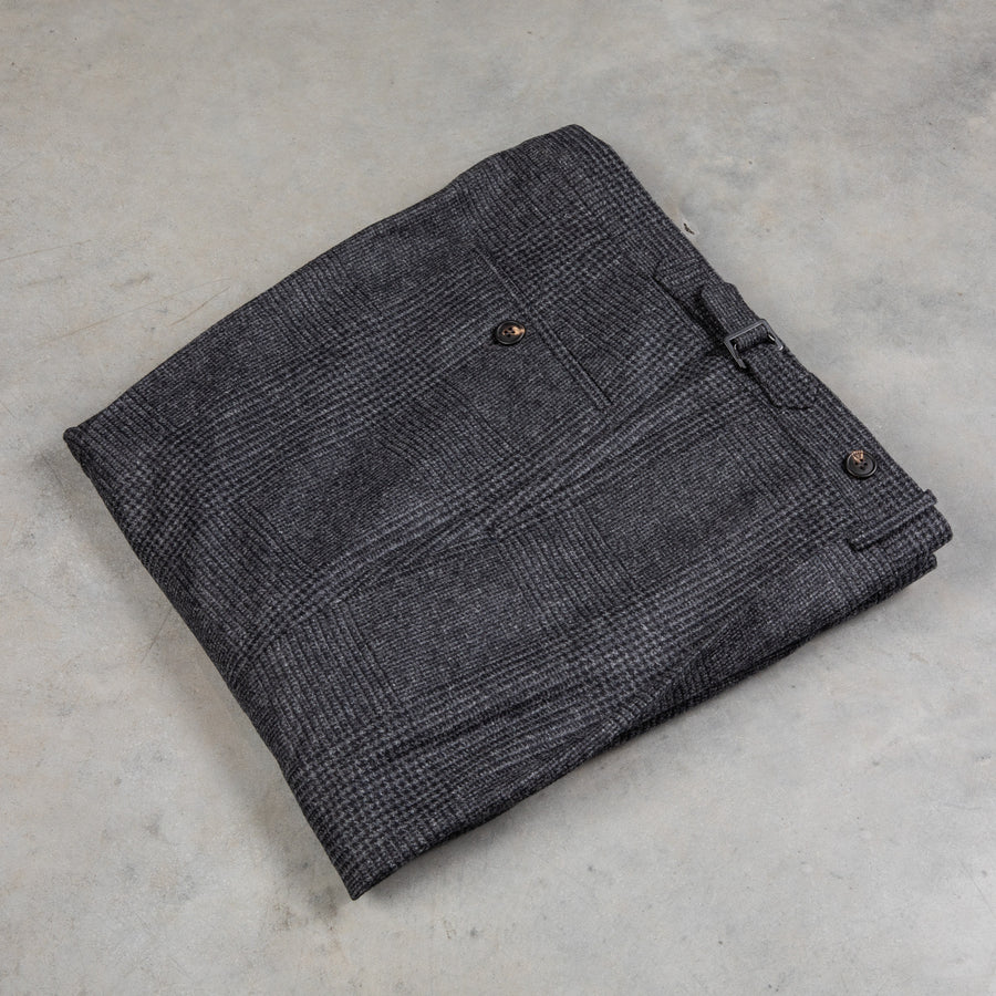 Rota Pantaloni High Rise Regular Fit Flannel Prince Of Wales Grigio Scuro