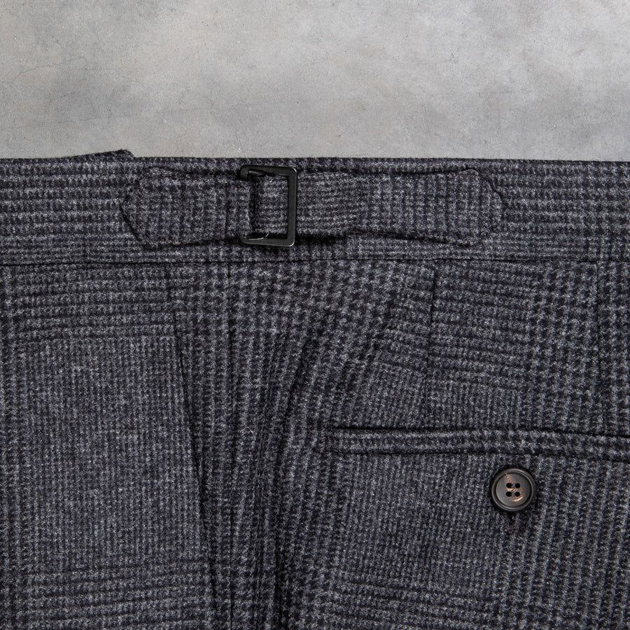 Rota Pantaloni High Rise Regular Fit Flannel Prince Of Wales Grigio Scuro