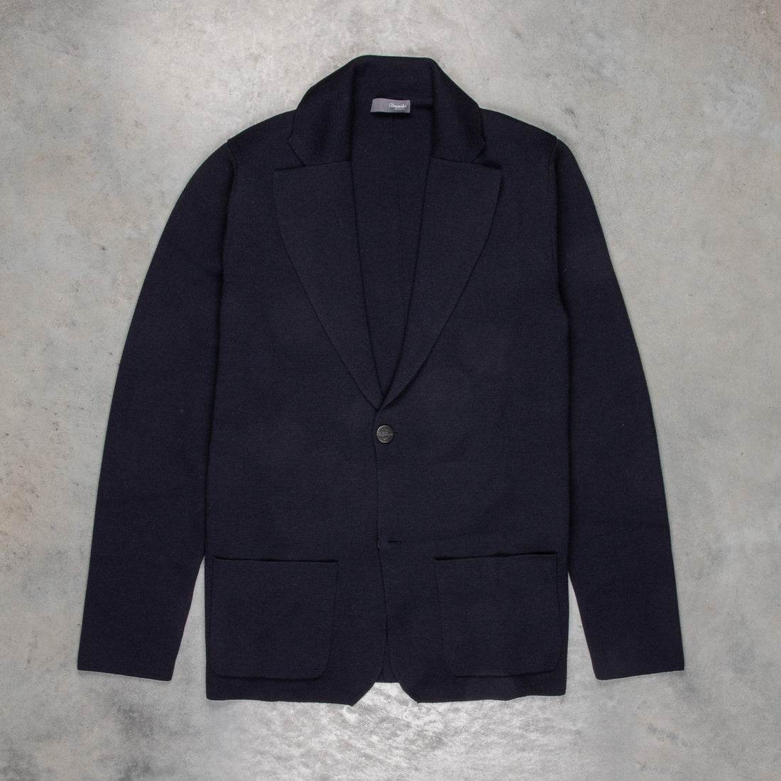 Drumohr Knitted Jacket Merino Wool Navy Blu