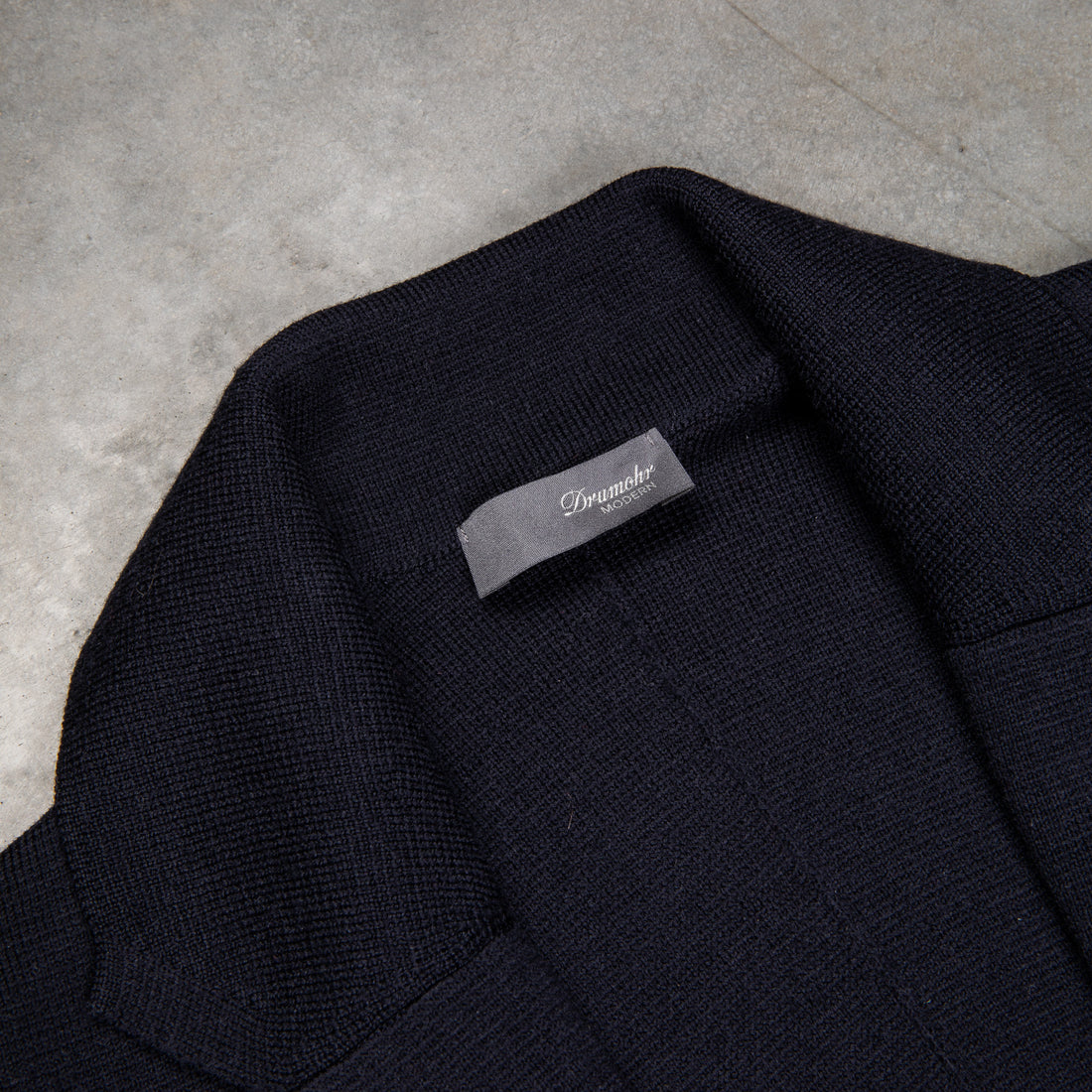Drumohr Knitted Jacket Merino Wool Navy Blu
