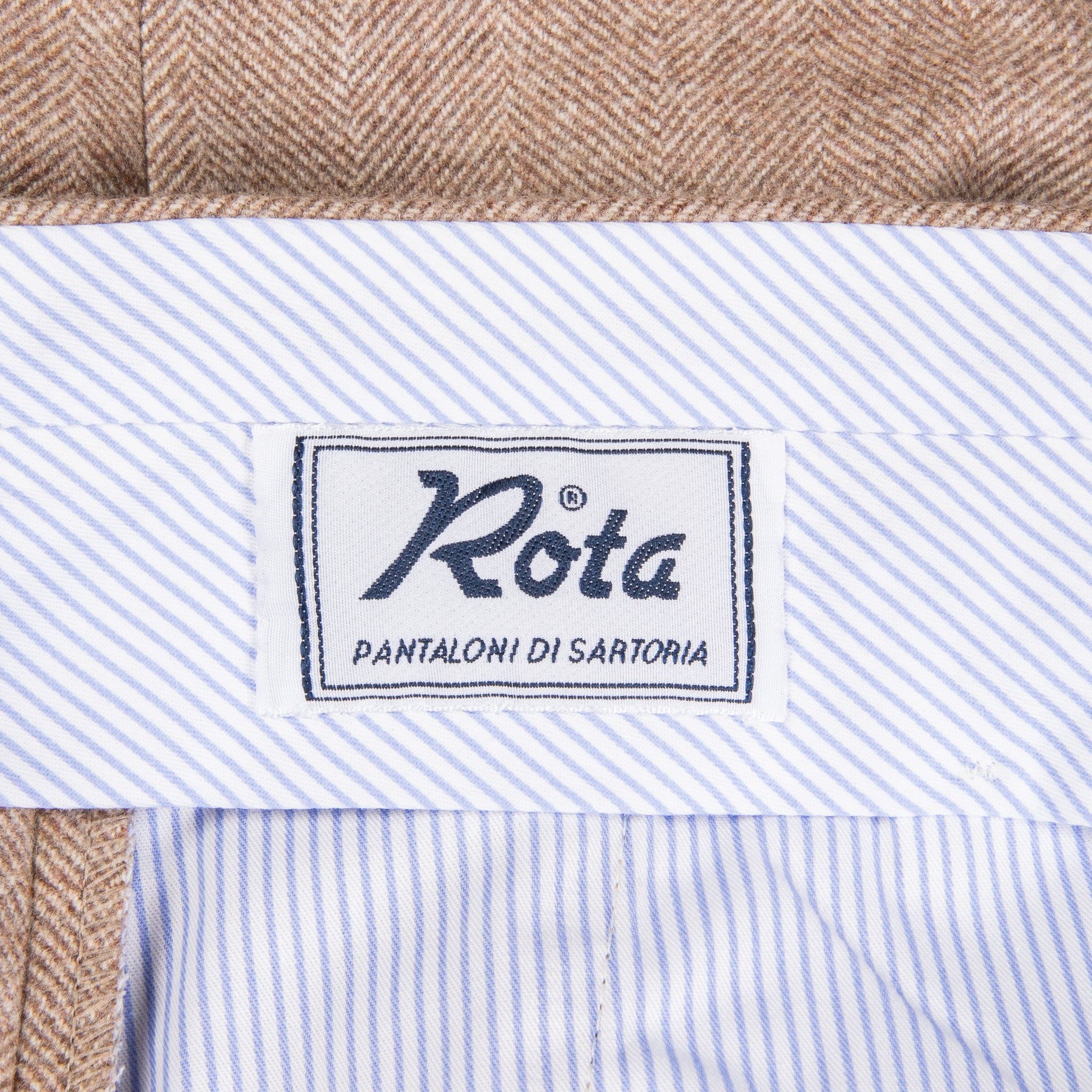 Rota Pantaloni High Rise Regular Fit Flannel Herringbone Beige Chiaro