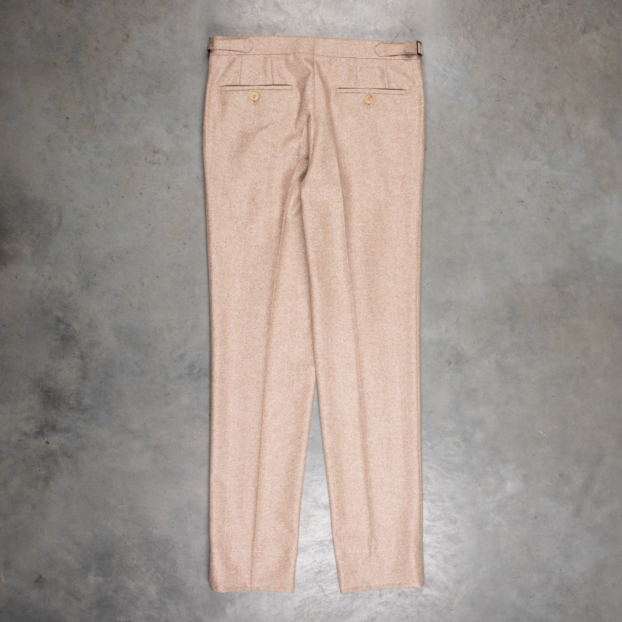 Rota Pantaloni High Rise Regular Fit Flannel Herringbone Beige Chiaro
