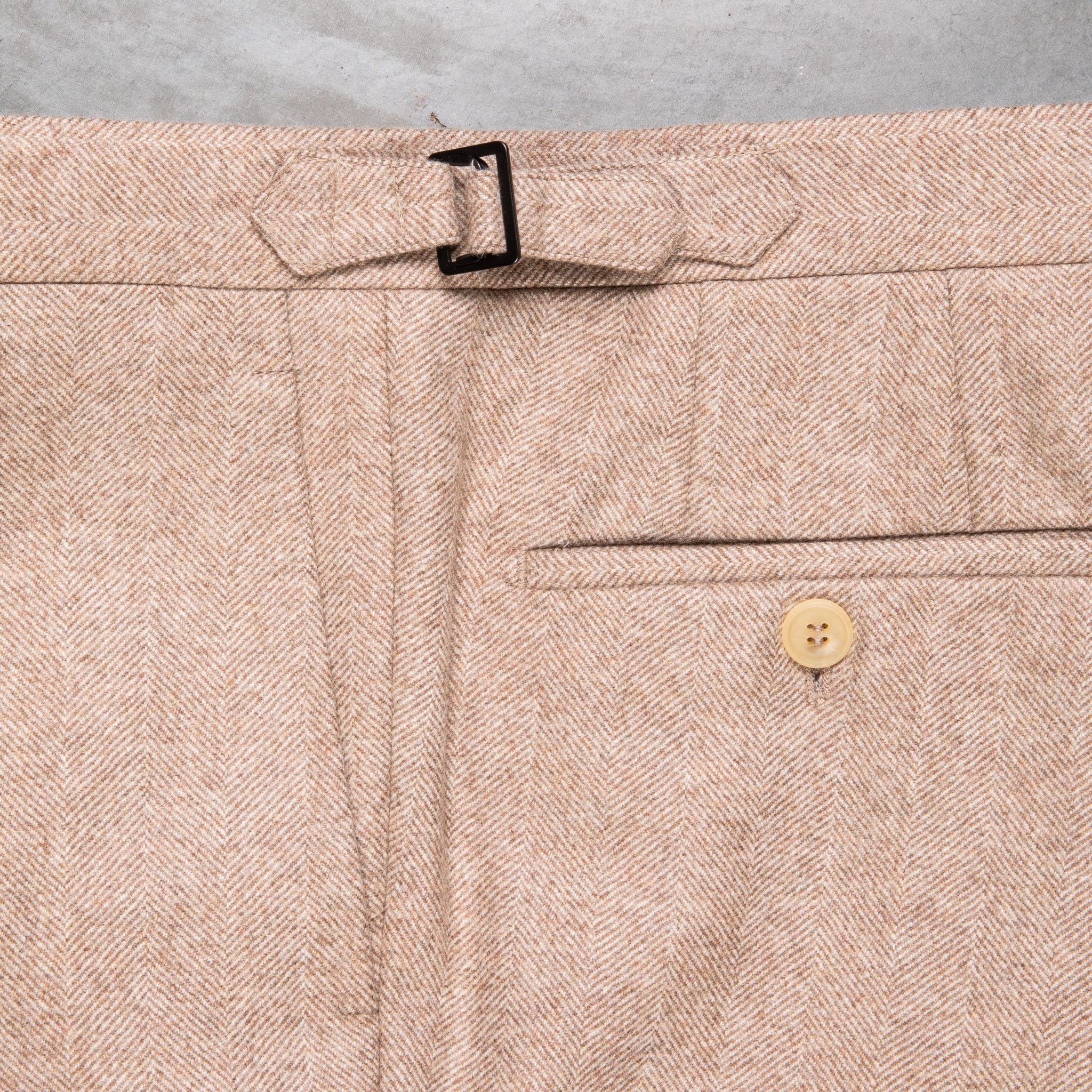 Rota Pantaloni High Rise Regular Fit Flannel Herringbone Beige Chiaro