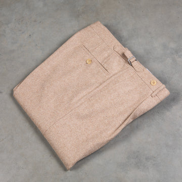 Rota Pantaloni High Rise Regular Fit Flannel Herringbone Beige Chiaro