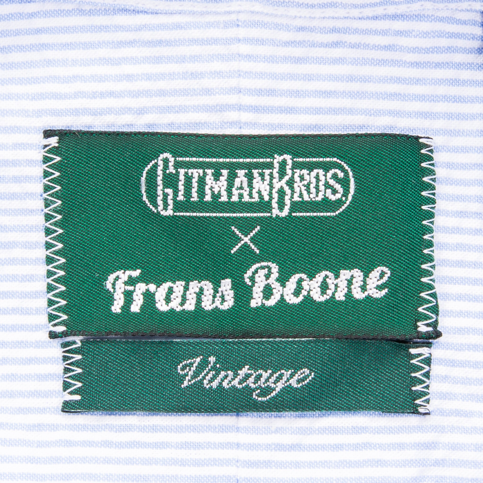 Gitman Vintage x Frans Boone Japanese woven stripe seersucker light blue