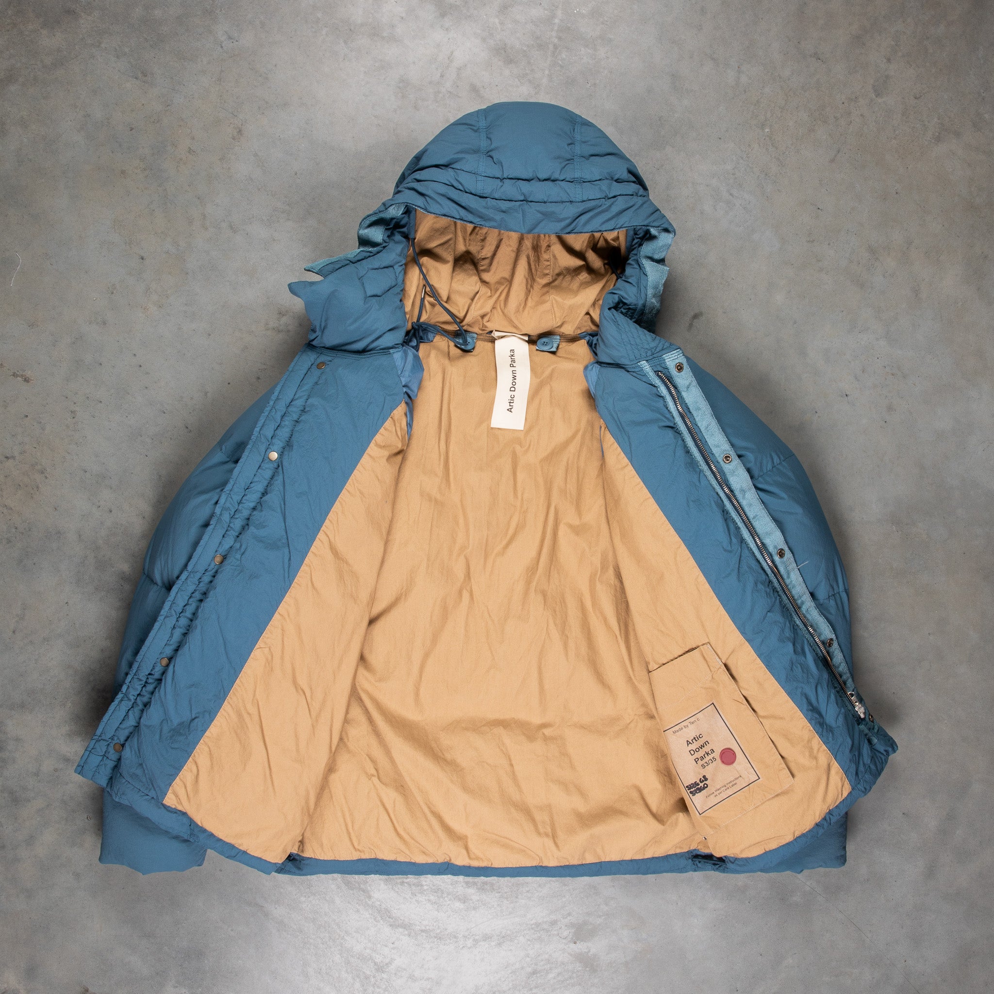 Ten C Artic Down Parka Blu Petrolio