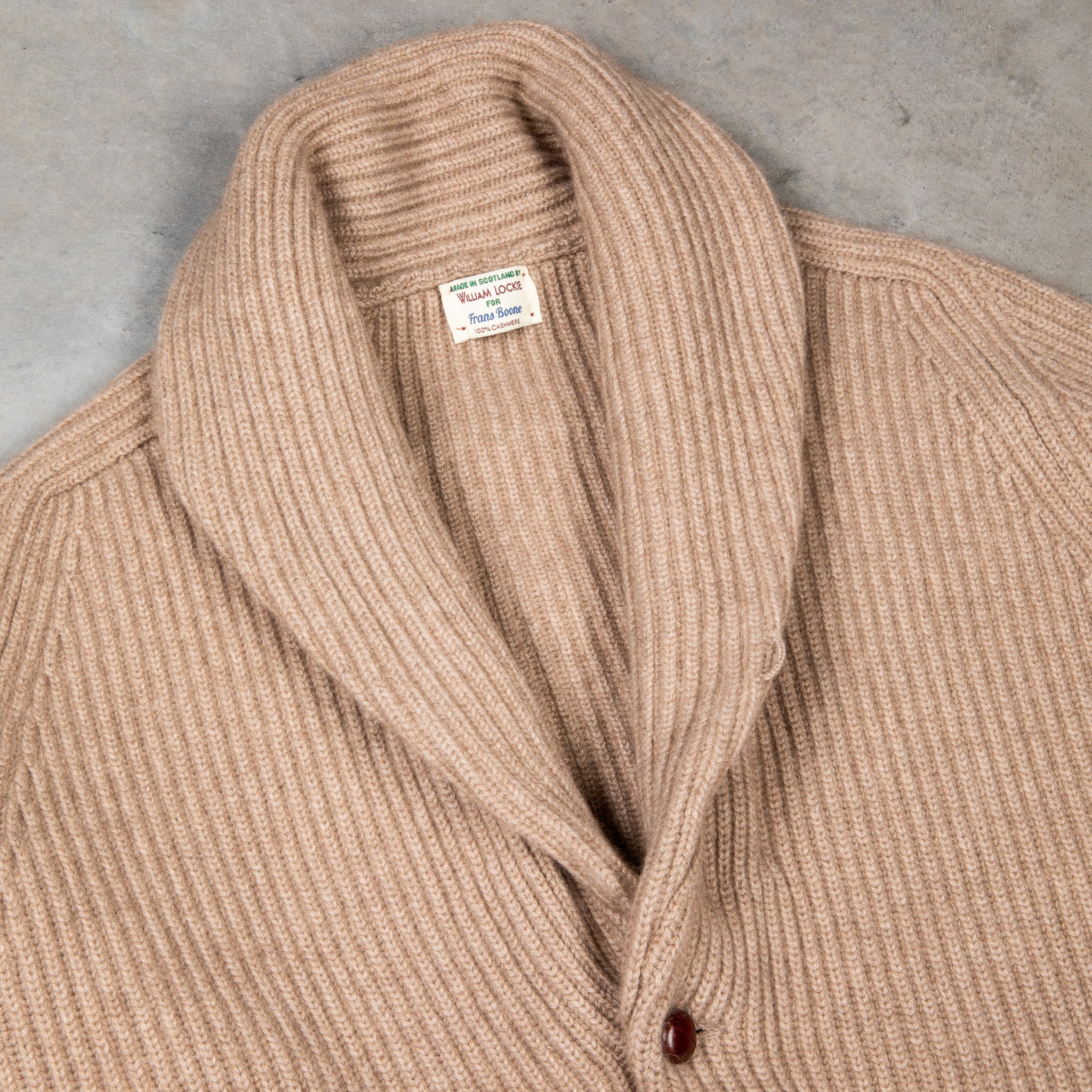 William Lockie Windsor Cashmere Shawl Cardigan Dark Natural