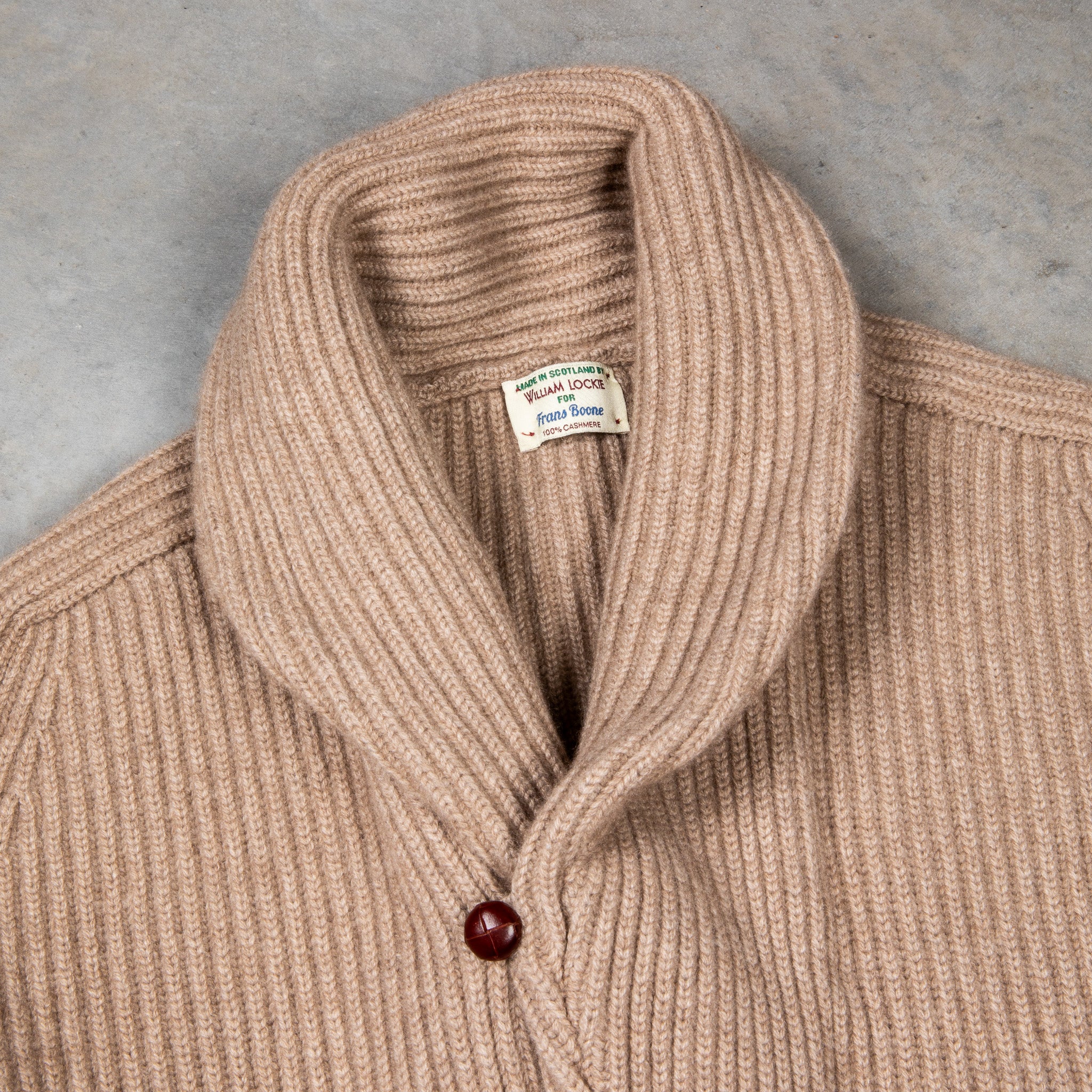 William Lockie Windsor Cashmere Shawl Cardigan Dark Natural