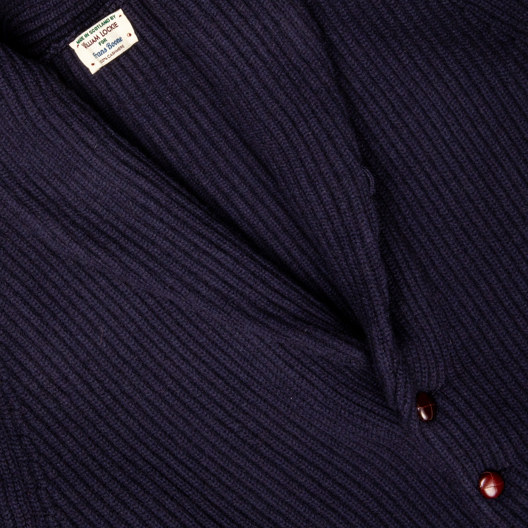 William Lockie Windsor Cashmere Shawl Cardigan Dark Navy – Frans