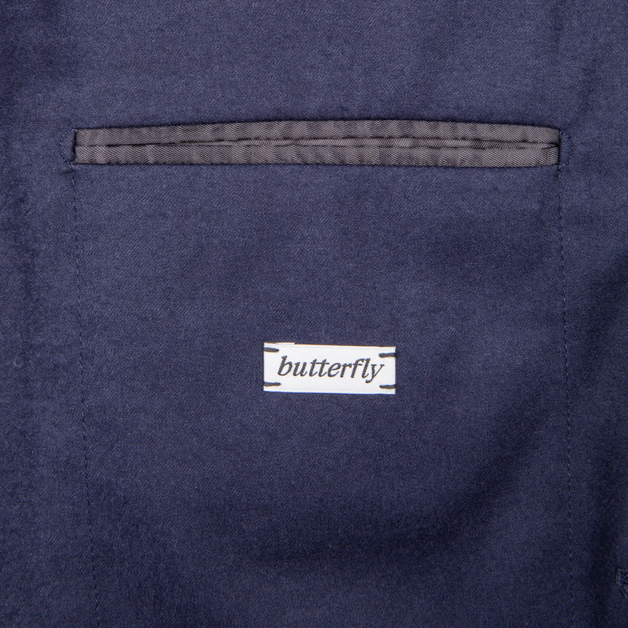 Caruso 180s Wool-Silk Butterfly Jacket Mid Blue