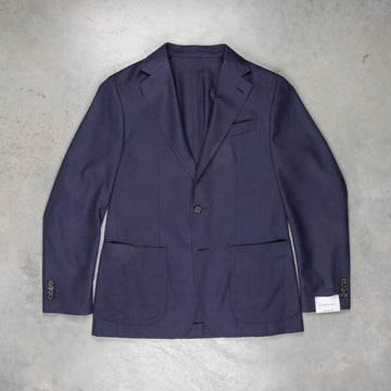 Caruso 180s Wool-Silk Butterfly Jacket Mid Blue