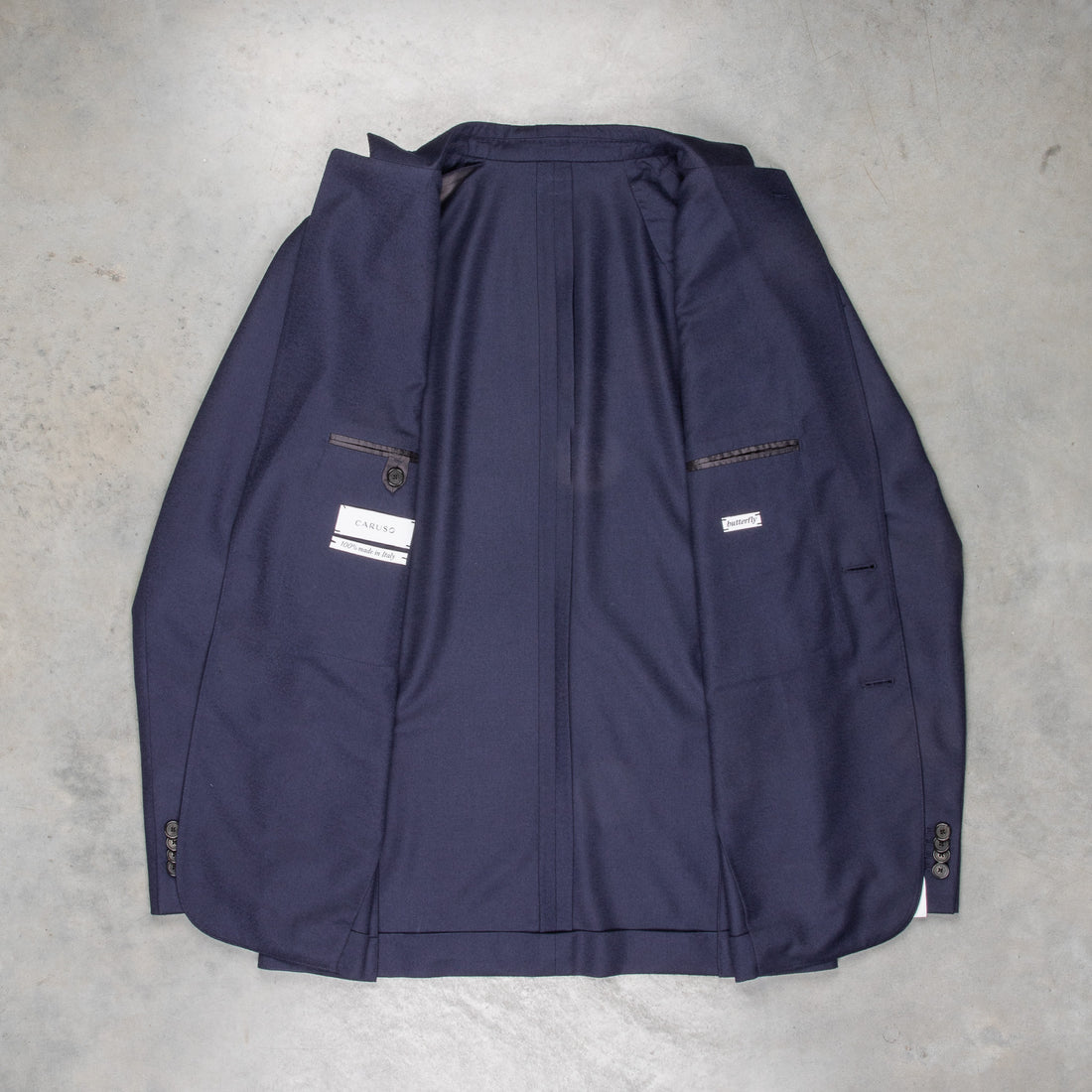Caruso 180s Wool-Silk Butterfly Jacket Mid Blue
