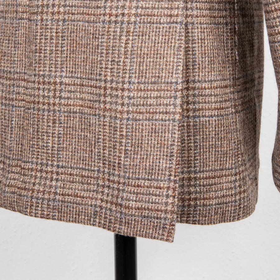 De Petrillo Posillipo Shetland Tweed Jacket Prince Of Wales Beige